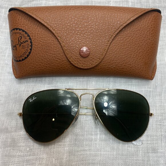 Ray-Ban Accessories - Vintage Ray-Ban Aviator Sunglasses L0205 Gold Metal 58-14 Made in Italy